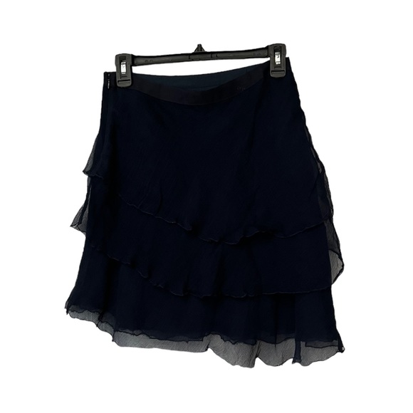 L’AGENCE Navy Silk Ruffle Skirt - Picture 4 of 14